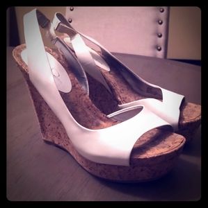 White wedges heels